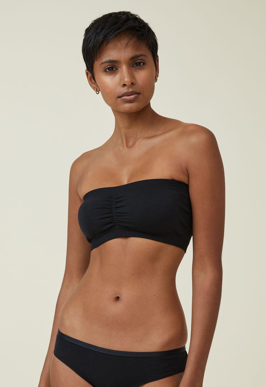 Cotton On - Seamless gathered padded bandeau - black