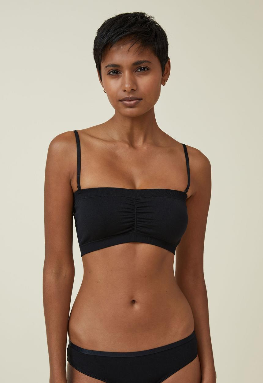 Cotton On - Seamless gathered padded bandeau - black