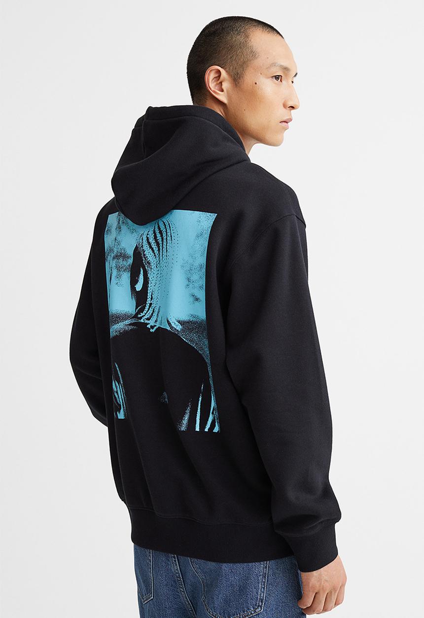 H&M - Relaxed fit hoodie - black/neighbours