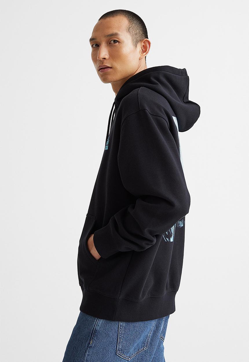 H&M - Relaxed fit hoodie - black/neighbours