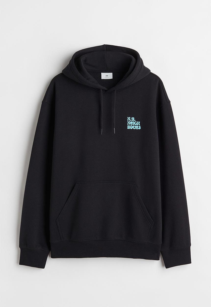 H&M - Relaxed fit hoodie - black/neighbours