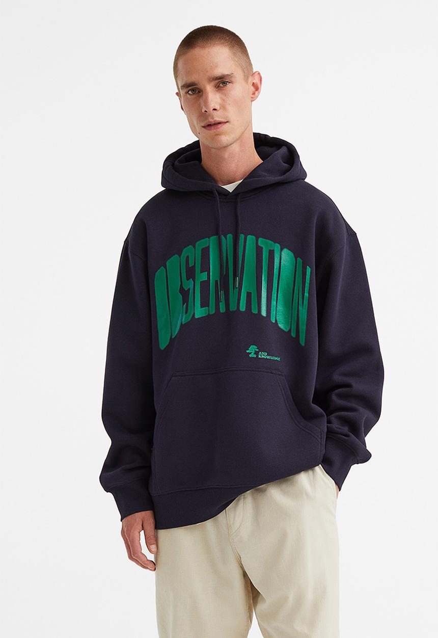 H&M - Relaxed fit hoodie - dark blue/observation