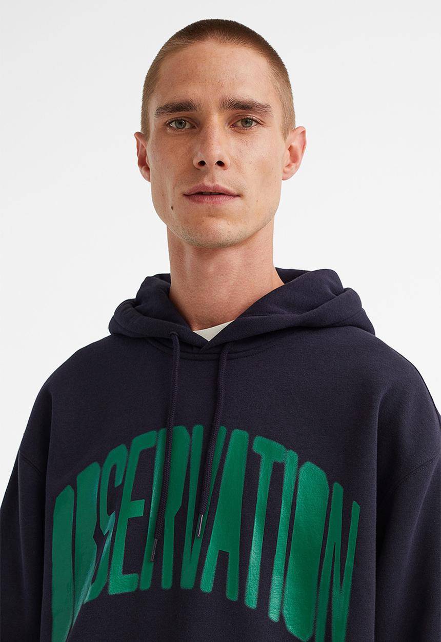 H&M - Relaxed fit hoodie - dark blue/observation