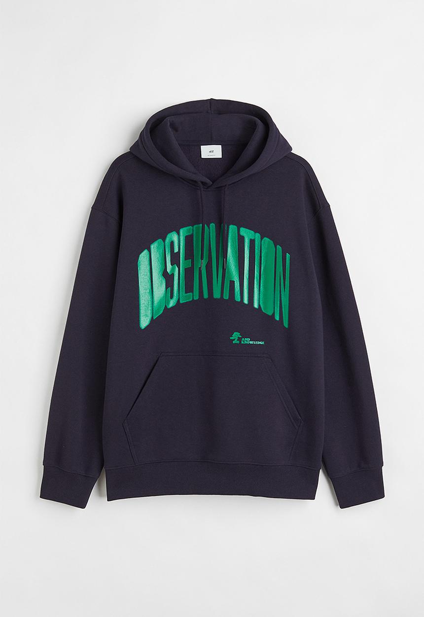 H&M - Relaxed fit hoodie - dark blue/observation