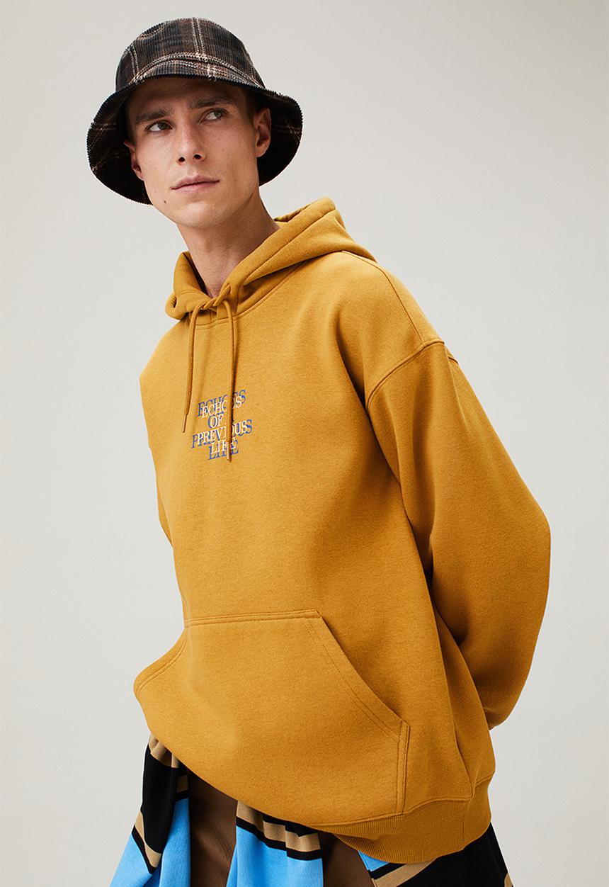 H&M - Relaxed fit hoodie - mustard yellow/echoes