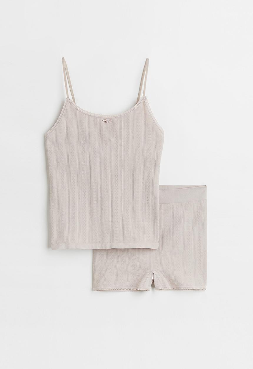 H&M - 2 Piece seamless pointelle set - light greige