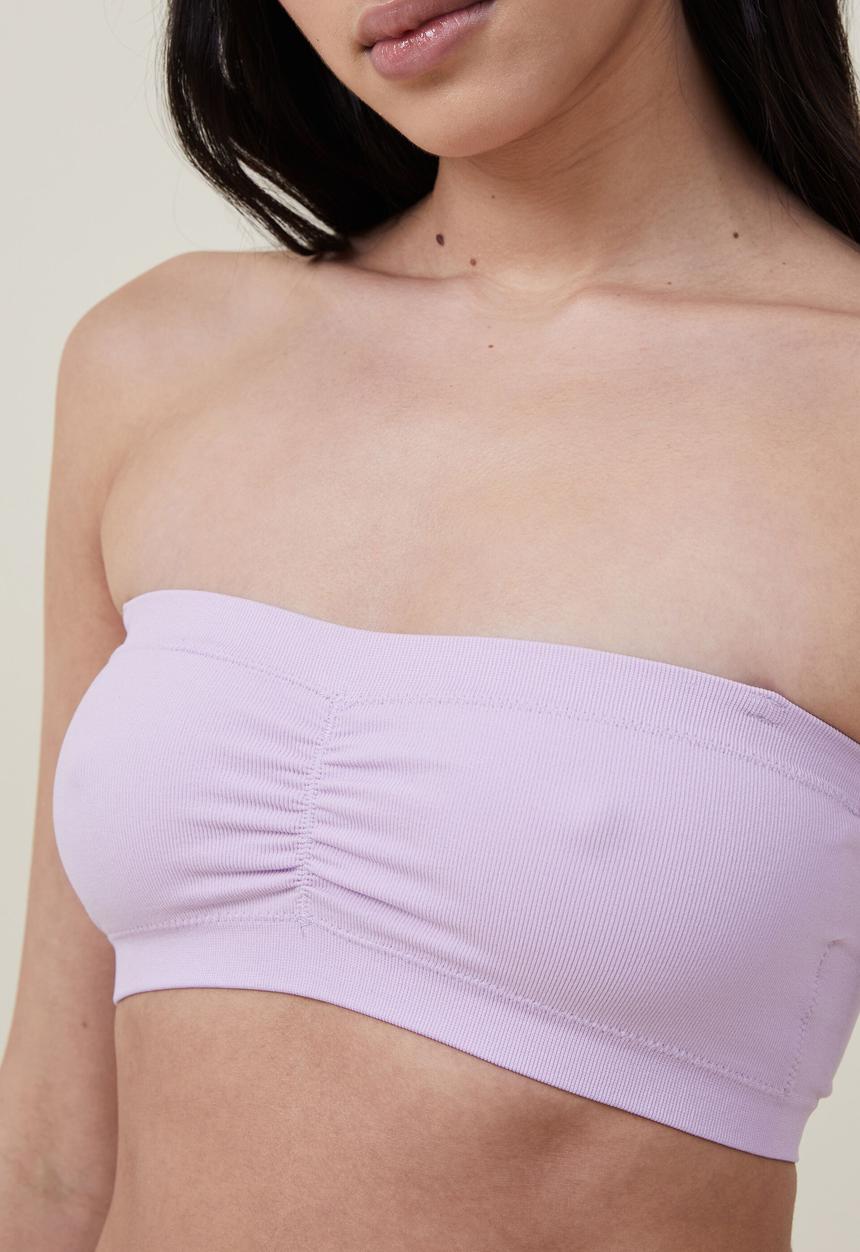 Cotton On - Seamless gathered padded bandeau - orchid bloom