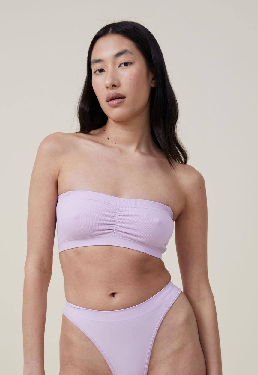Cotton On - Seamless gathered padded bandeau - orchid bloom