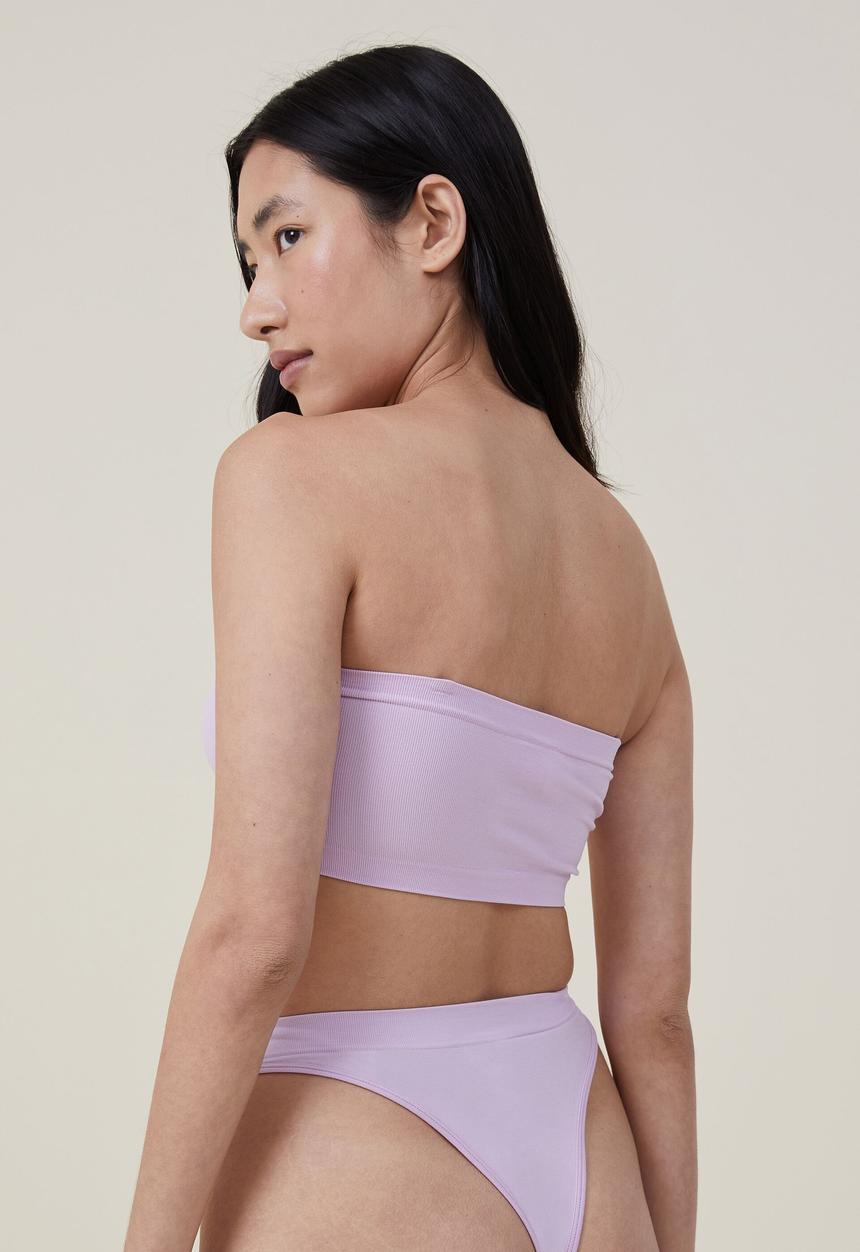 Cotton On - Seamless gathered padded bandeau - orchid bloom
