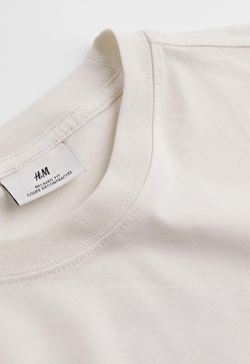 H&M - Relaxed fit cotton T-shirt - cream/bonsai tree