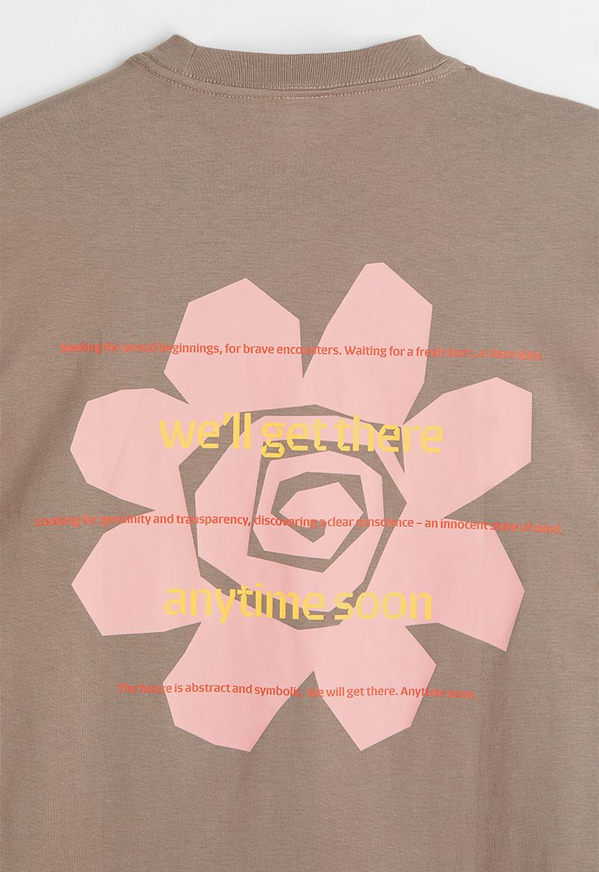 H&M - Relaxed fit cotton T-shirt - dark beige/flower