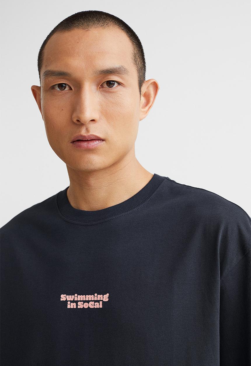 H&M - Relaxed fit cotton T-shirt - dark blue/swimming