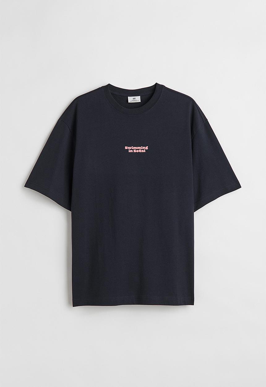 H&M - Relaxed fit cotton T-shirt - dark blue/swimming