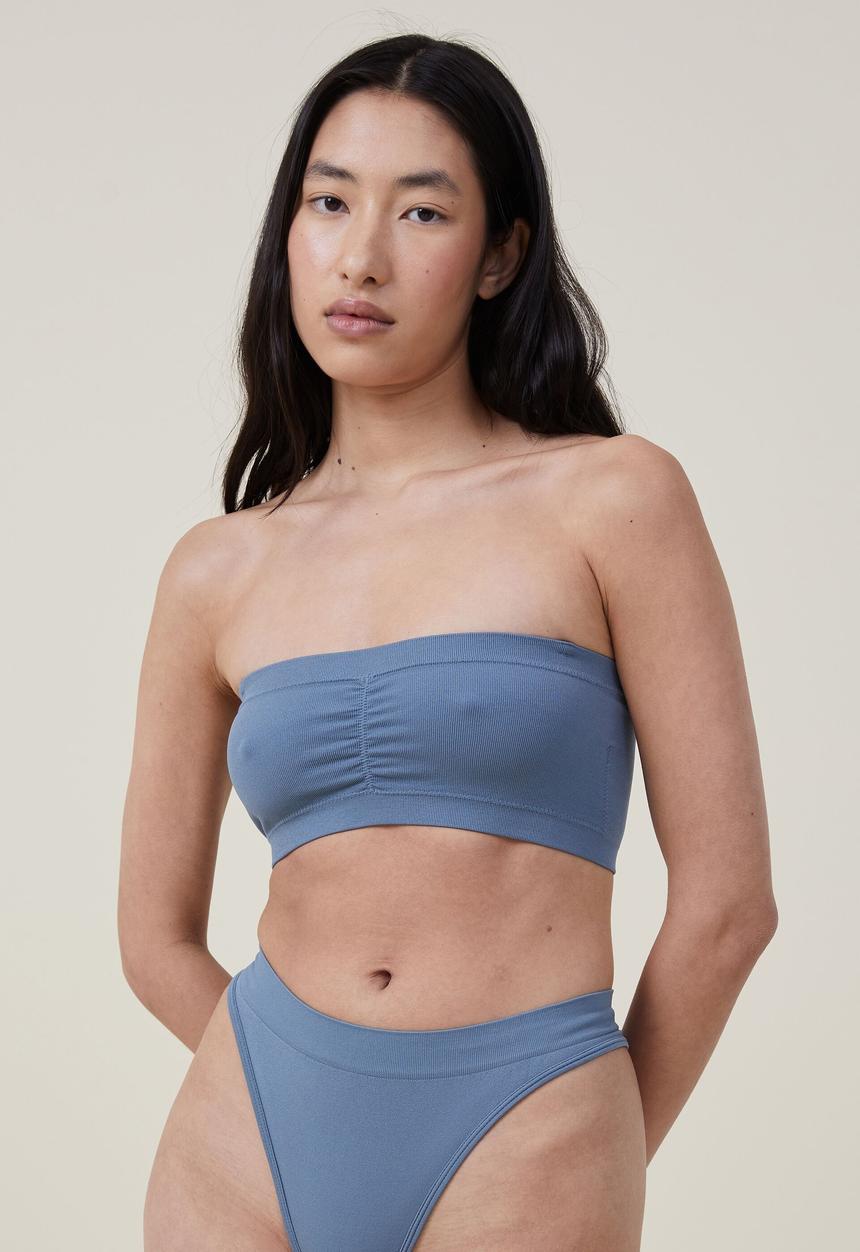 Cotton On - Seamless gathered padded bandeau - tidal teal