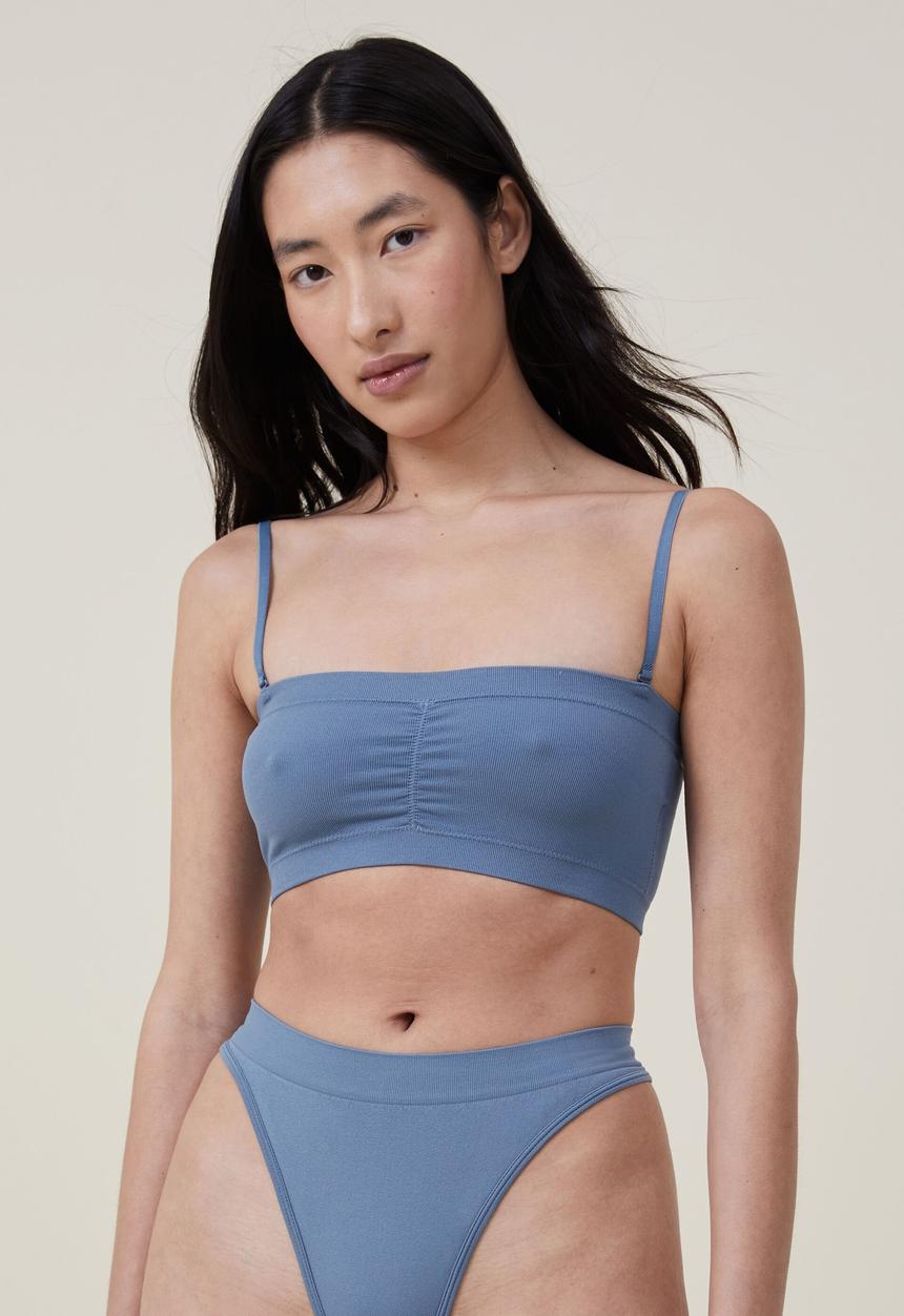 Cotton On - Seamless gathered padded bandeau - tidal teal