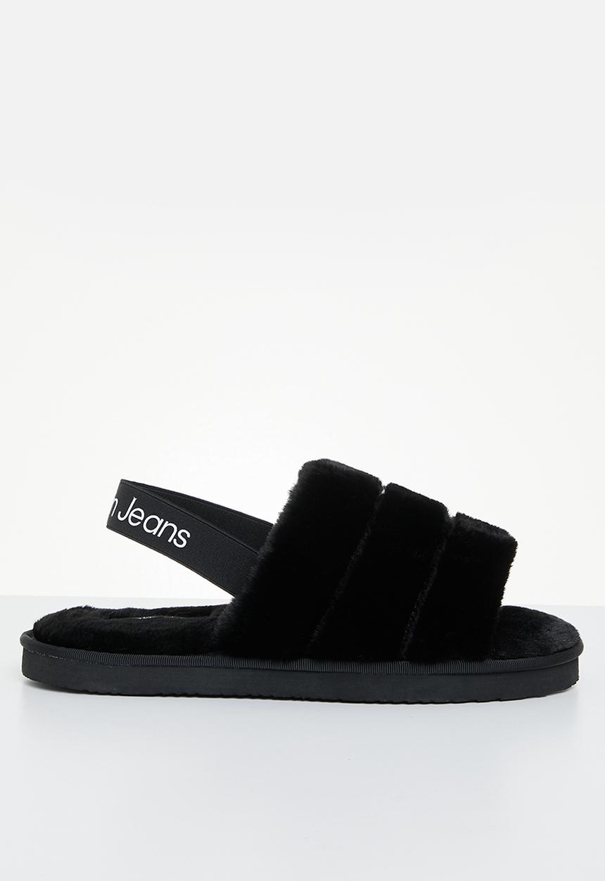 Calvin Klein - Home slipper faux fur elastic - black