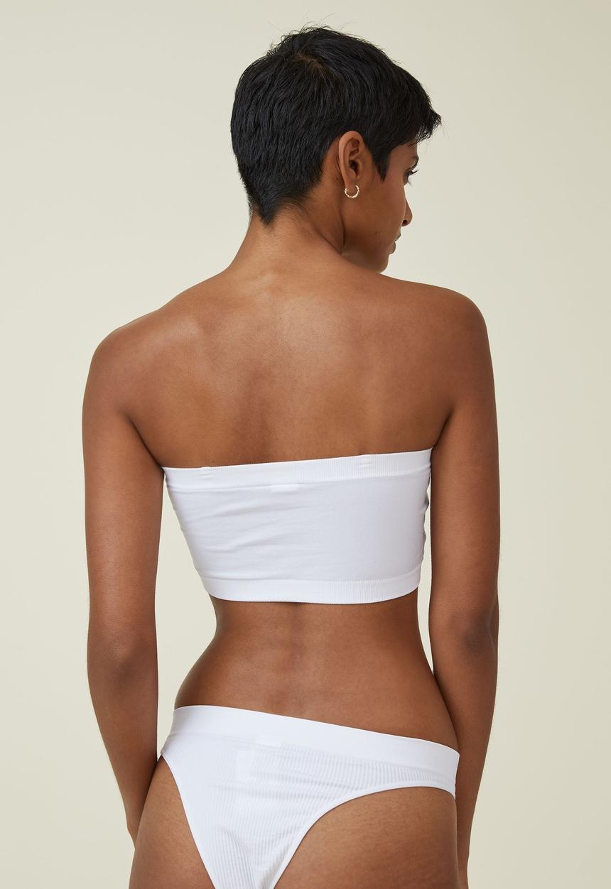Cotton On - Seamless gathered padded bandeau - white