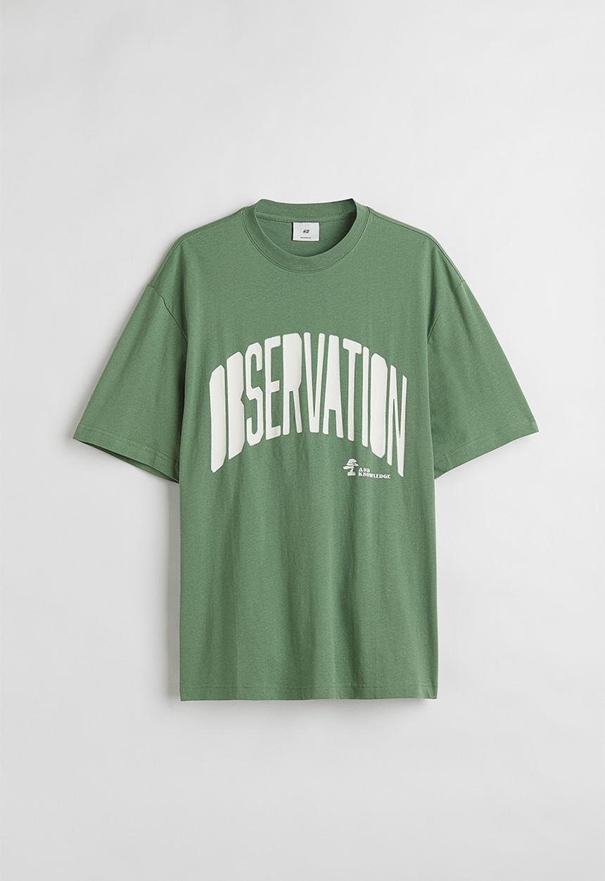 H&M - Relaxed fit cotton T-shirt - green/observation