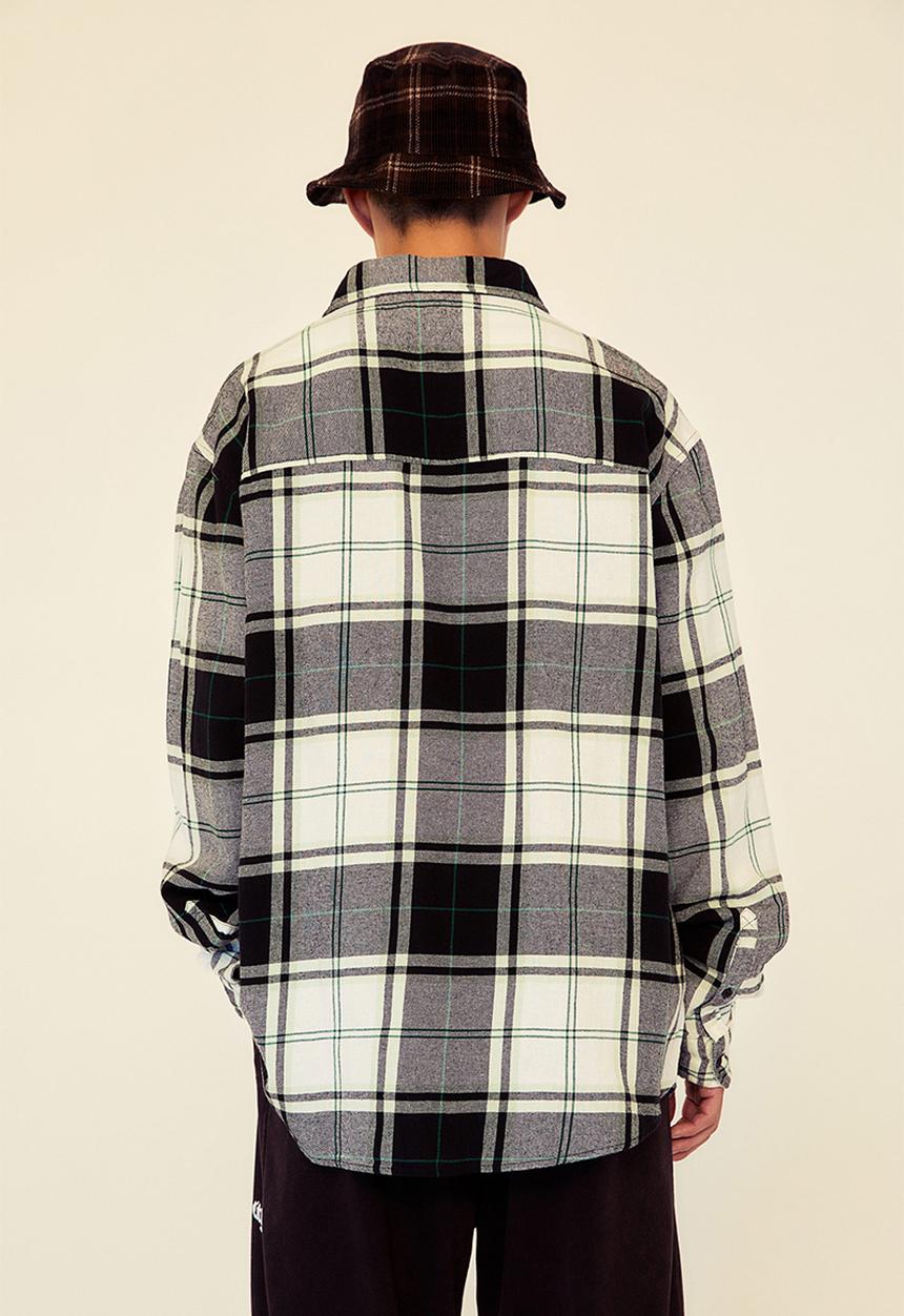 H&M - Relaxed fit twill shirt - mint green & black