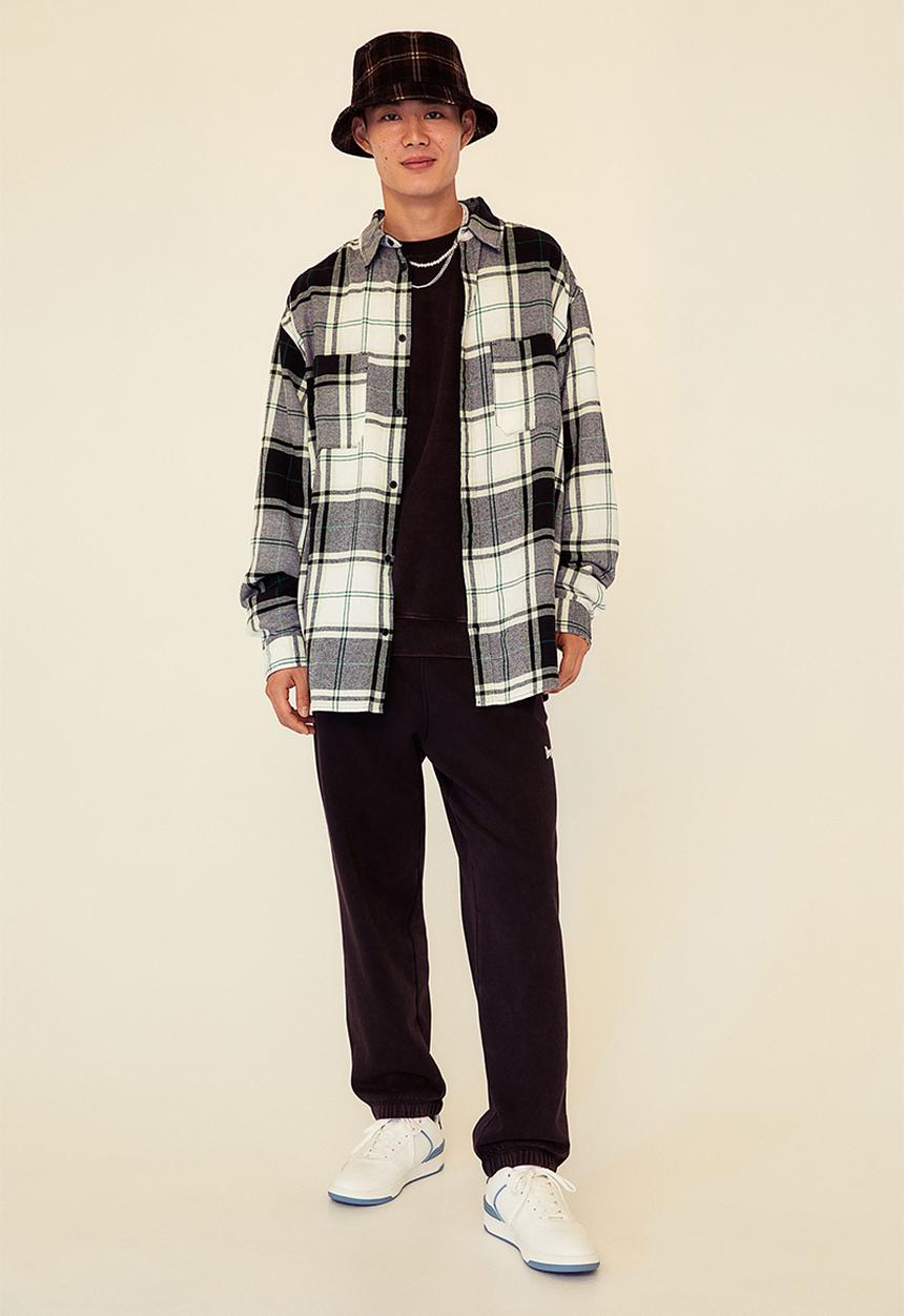 H&M - Relaxed fit twill shirt - mint green & black