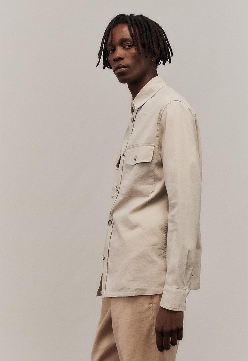 H&M - Regular fit linen-blend overshirt - light greige