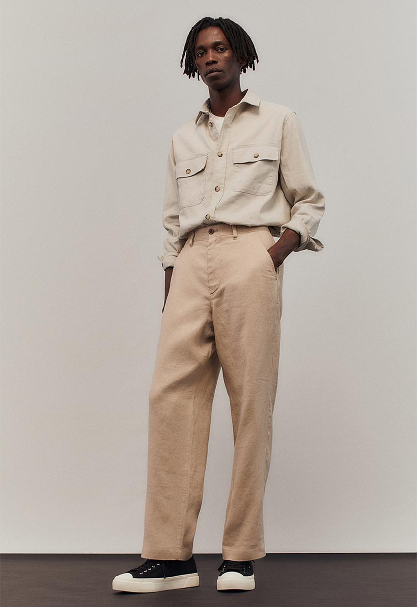 H&M - Regular fit linen-blend overshirt - light greige