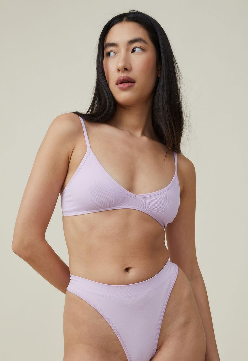 Cotton On - Seamless rib triangle bralette - orchid bloom