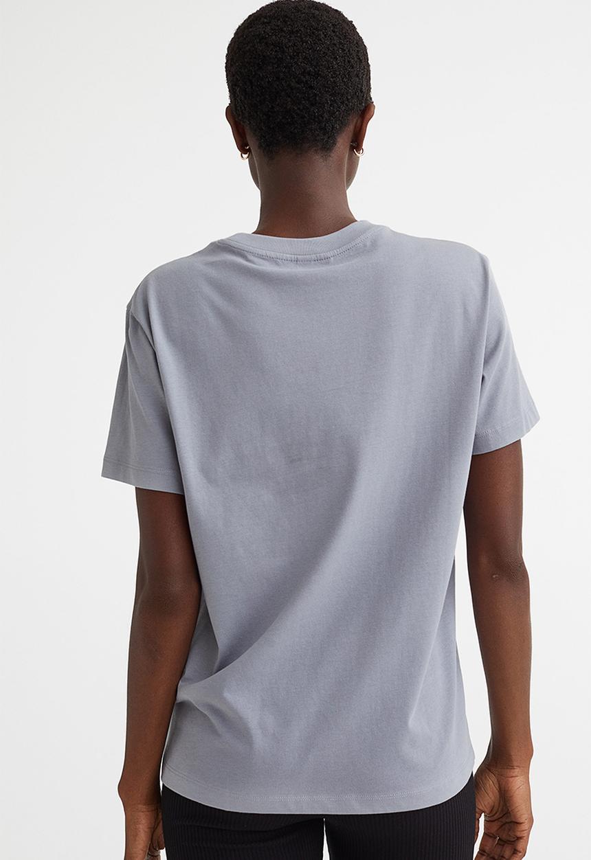H&M - Cotton T-shirt - light grey-blue