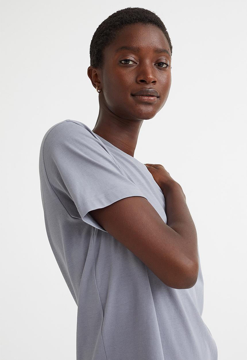 H&M - Cotton T-shirt - light grey-blue