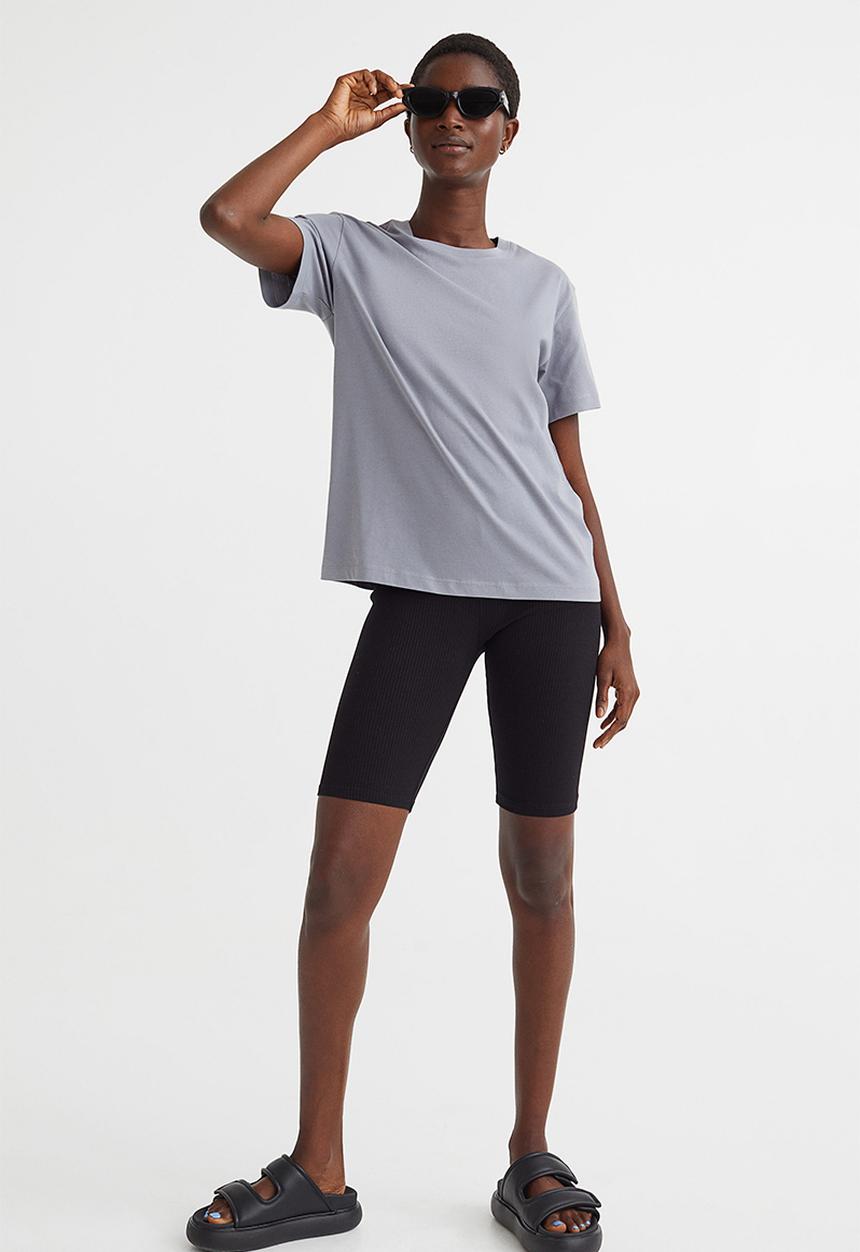 H&M - Cotton T-shirt - light grey-blue