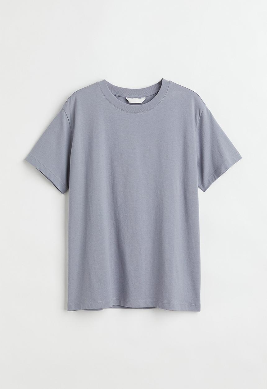 H&M - Cotton T-shirt - light grey-blue