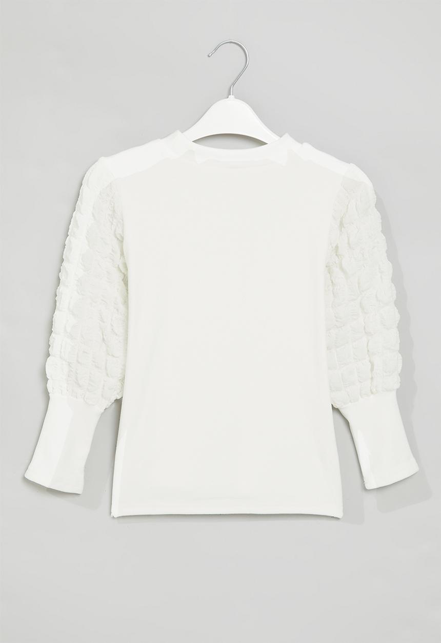 Pop Candy - Girls puff sleeve top - white