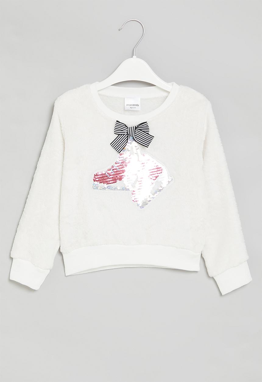 Pop Candy - Girls sweatshirt with bow - white