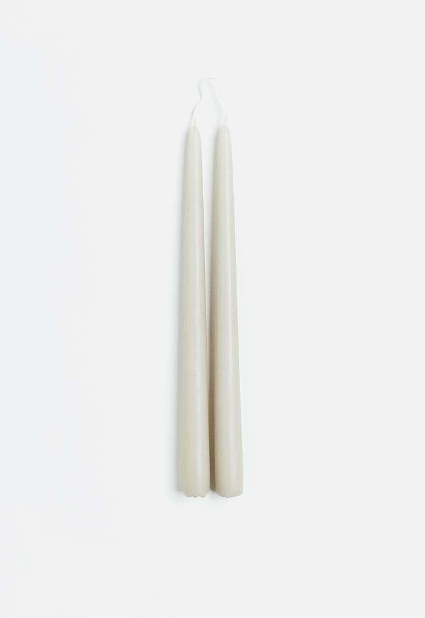 H&M - 2-pack tapered candles - grey/beige