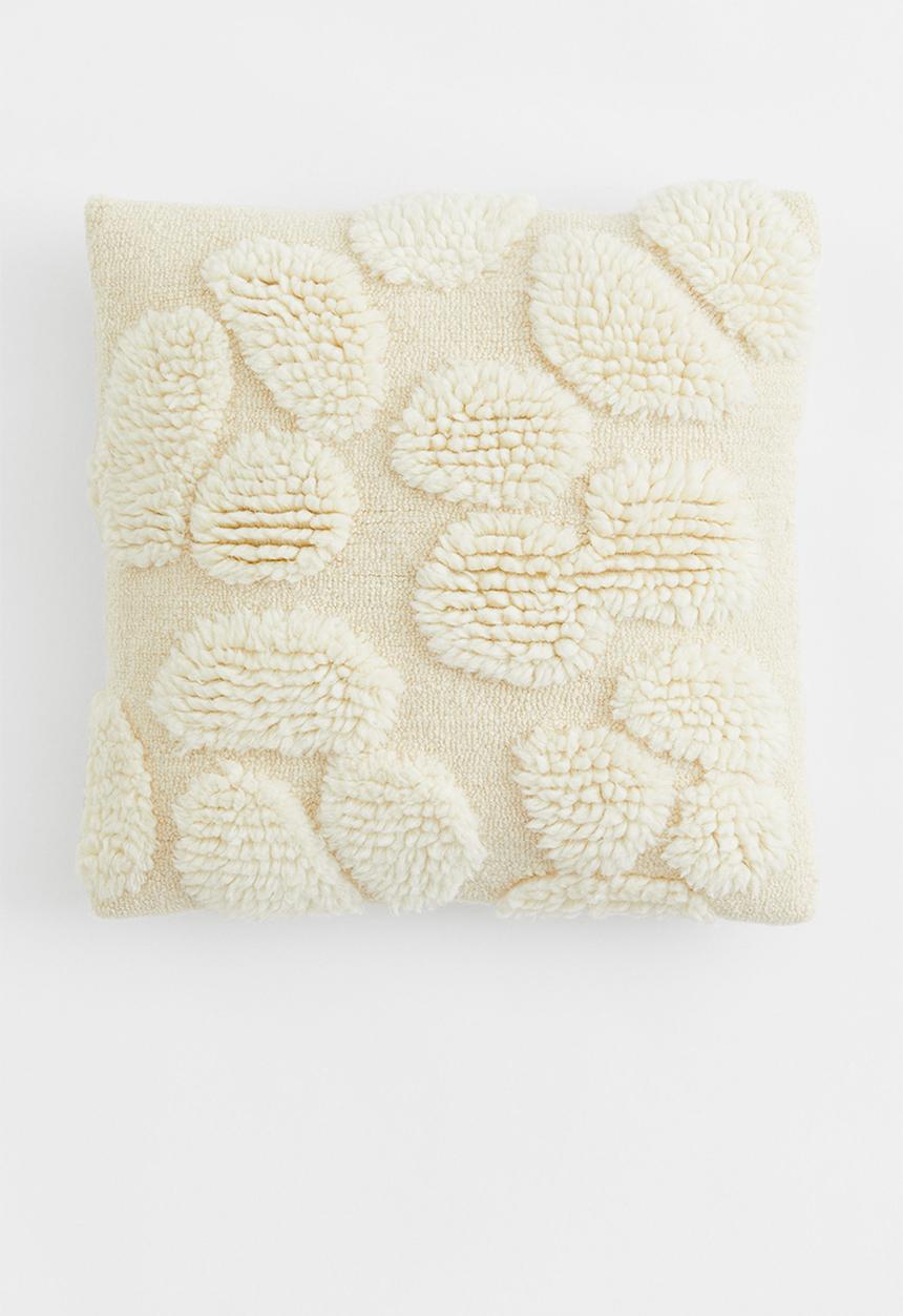 H&M - Tufted wool-blend cushion cover - white