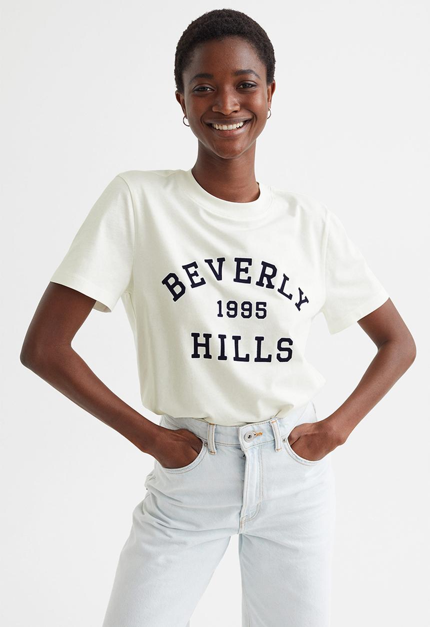 H&M - Cotton T-shirt - white/beverly hills