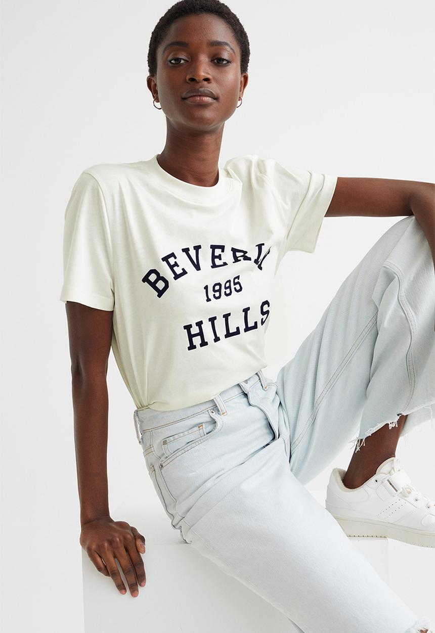 H&M - Cotton T-shirt - white/beverly hills