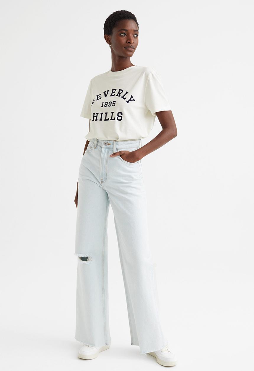 H&M - Cotton T-shirt - white/beverly hills