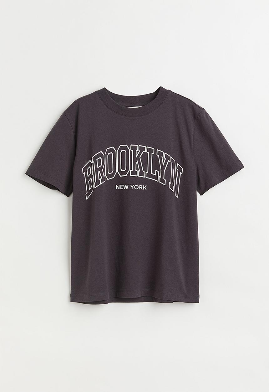 H&M - Cotton T-shirt - dark grey/brooklyn