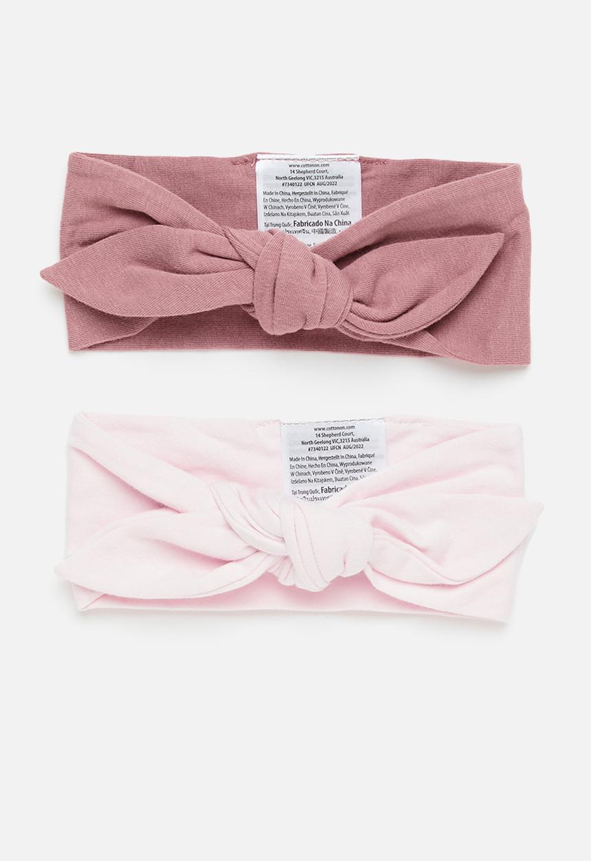 Cotton On - 2 pack tie headband- dusty berry & lavender fog
