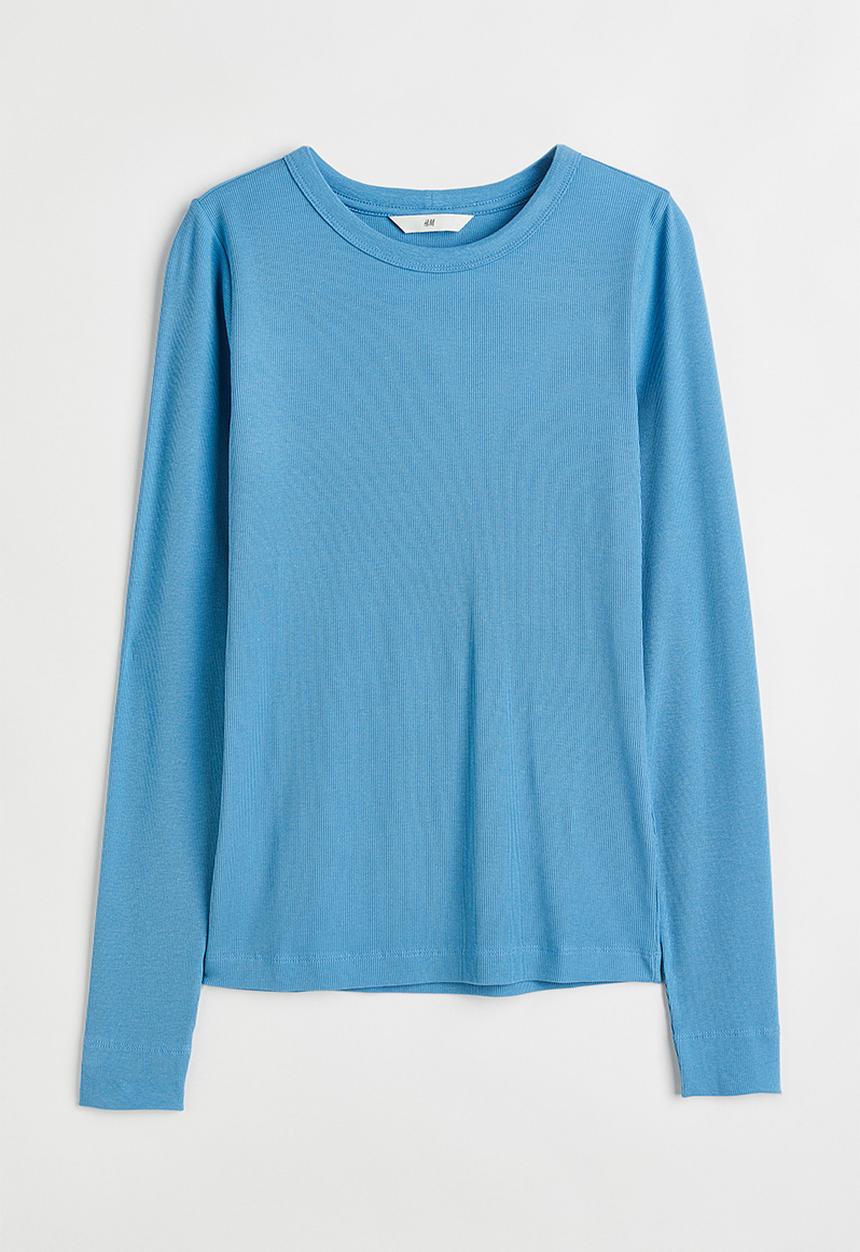 H&M - Ribbed modal-blend top - blue