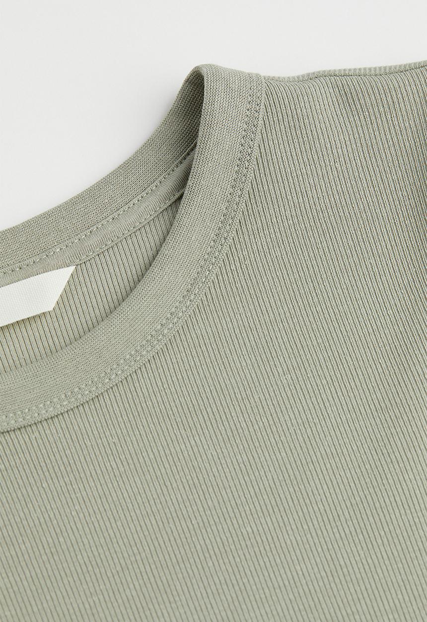 H&M - Ribbed modal-blend top - light khaki green