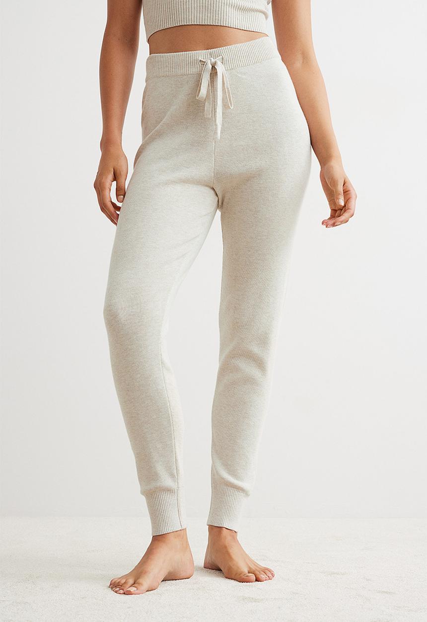 H&M - Knitted joggers - light beige marl