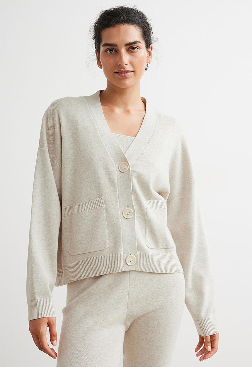 H&M - Fine-knit cardigan - light beige