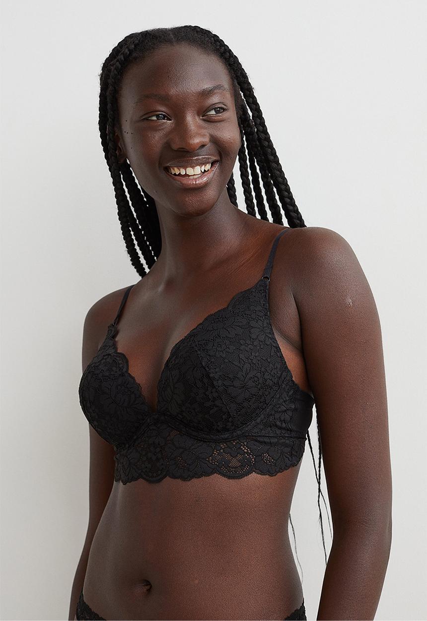 H&M - Lace super push-up bralette - black