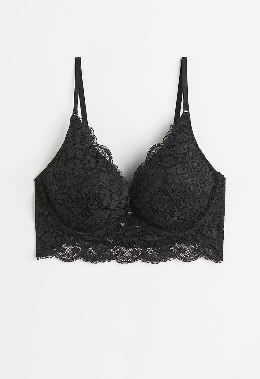H&M - Lace super push-up bralette - black