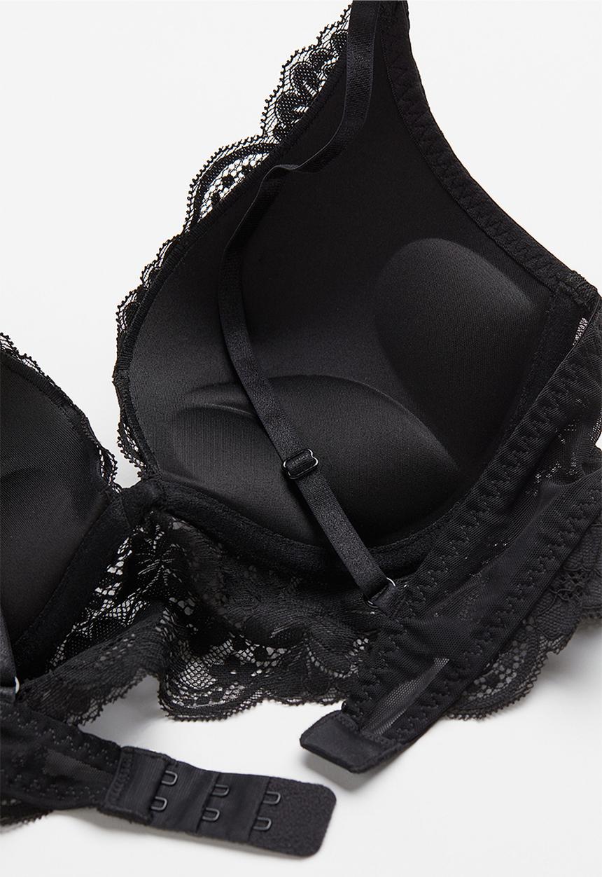 H&M - Lace super push-up bralette - black