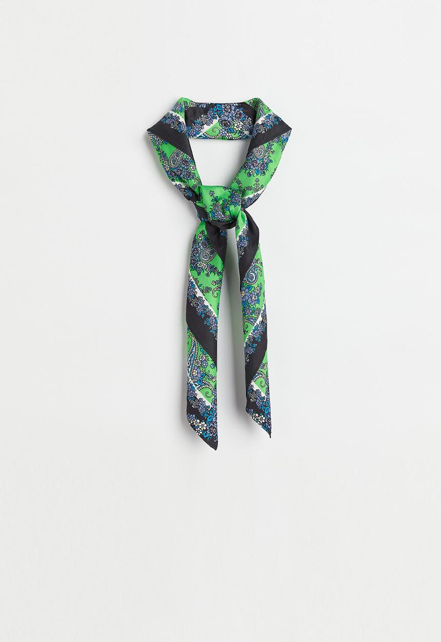 H&M - Satin scarf - green/paisley patterned