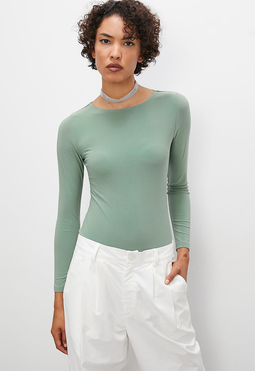 Superbalist - Long sleeve boat neck bodysuit - smoked sage