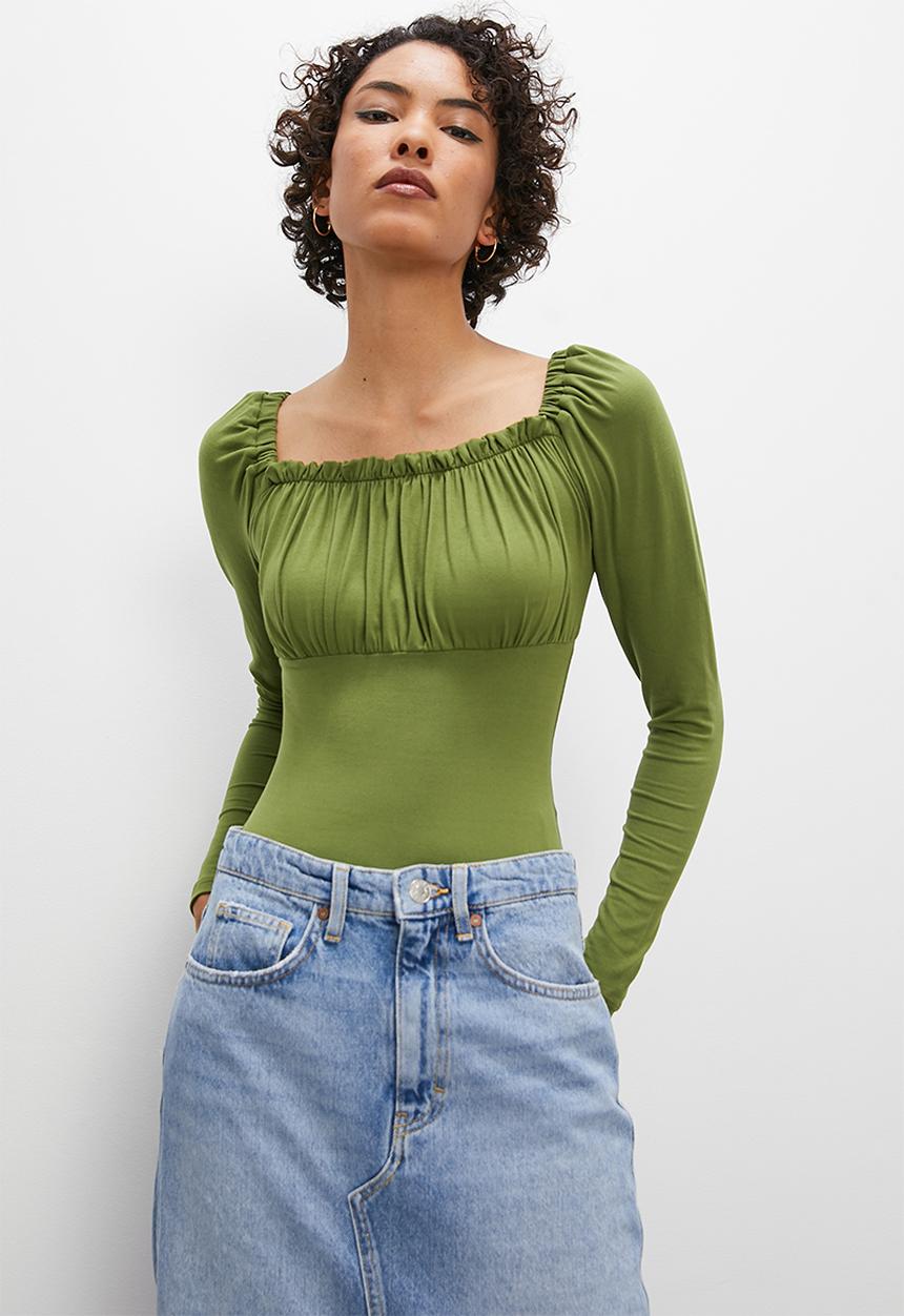 Superbalist - Ruched umpire bodysuit - khaki